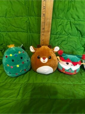#1368 SquishMallows Holiday Plush Trio - Christmas Tree, Reindeer & Elf NWT